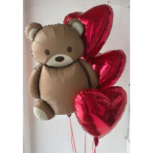 мишка и сердца